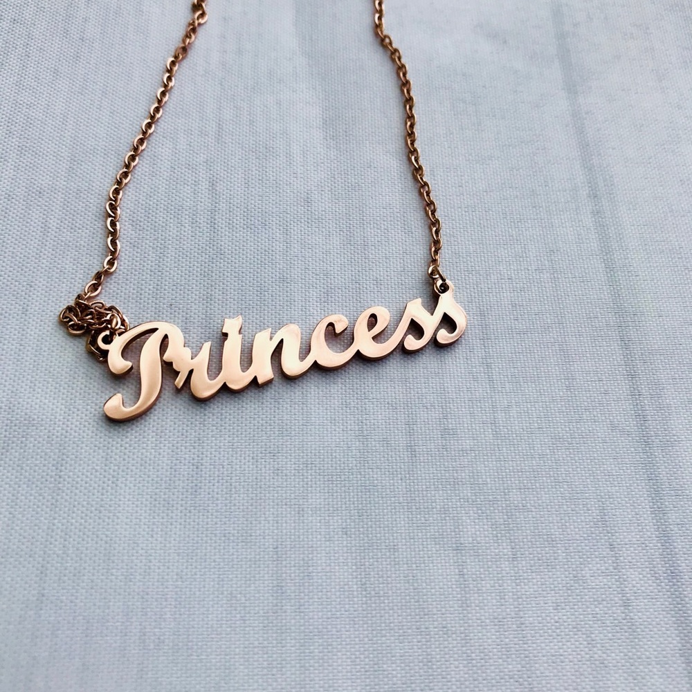 Rose Gold Titanium Stainless Steel Princess Necklace Custom Handcrafted - Picture 4 of 11